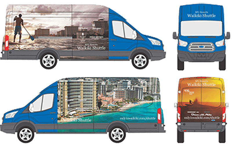 blue Ford Transit illustration