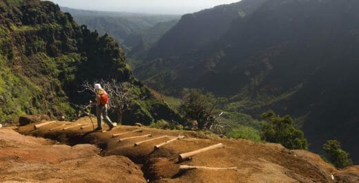 woman walking on peak